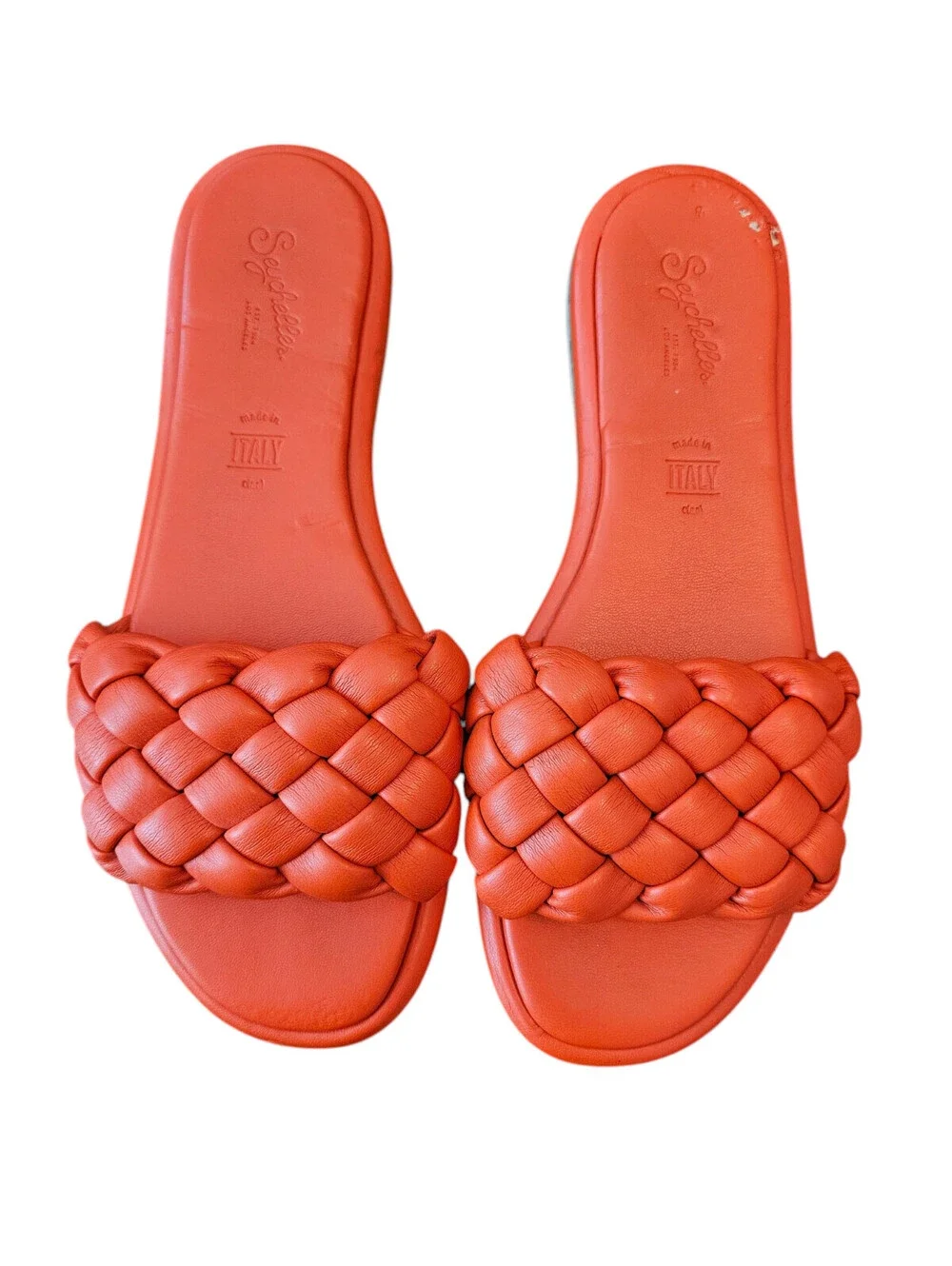 Seychelles Womens Bellissima Pink Puffy Woven Slip On Slide Sandals 9 Orange - Picture 4 of 6